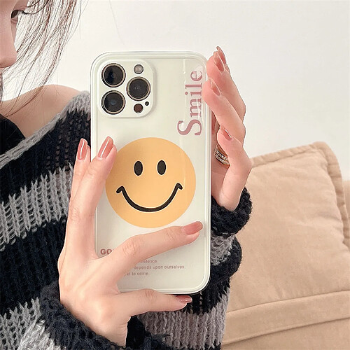 GUPBOO Étui pour iPhone11 Smiley lettres anglaises étui de téléphone portable simple pour femme