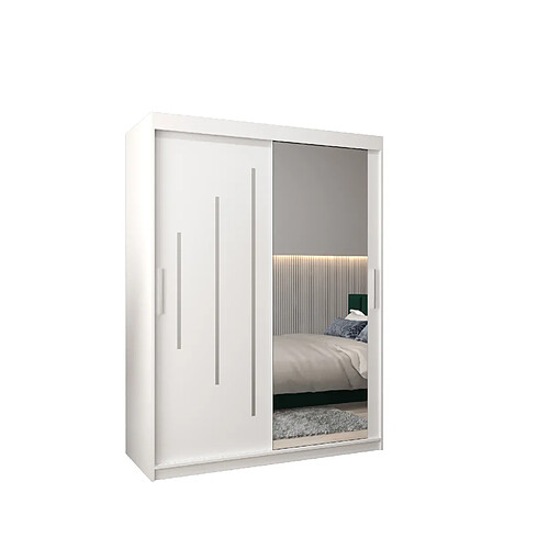 Abiks Meble Armoire YORK 2 À Portes Coulissantes 200/150/62 2 Portes (Blanc/Blanc)