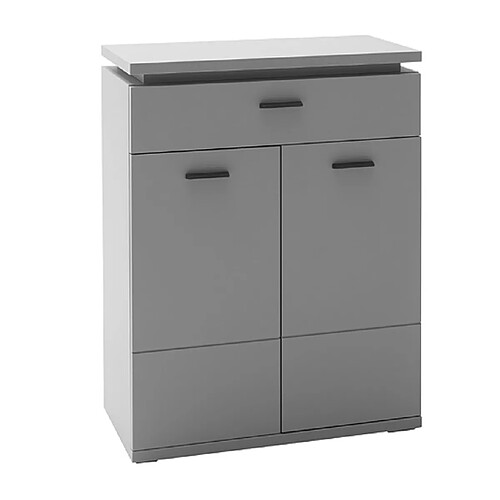 Pegane Commode, meuble de rangement coloris gris arctique - Longueur 76 x Hauteur 98 x Profondeur 38 cm