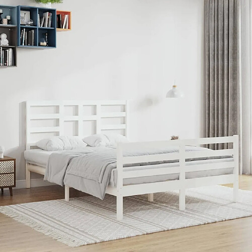 Maison Chic Lit adulte - Lit simple Cadre de lit,Structure du lit Contemporain Blanc Bois massif 140x200 cm -MN72450