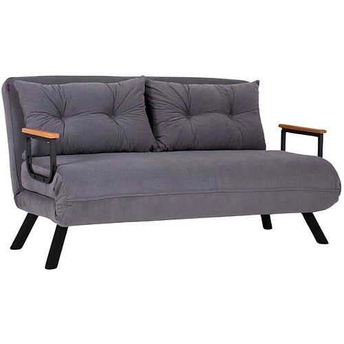 Hanah Home Canapé 2 places convertible en tissu Sando gris.