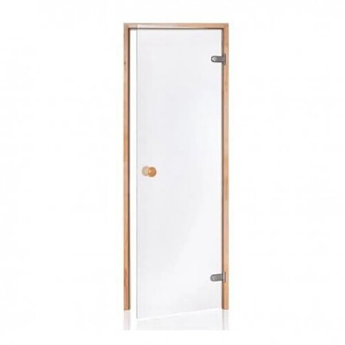 Desineo Porte de Sauna en verre sécurite 8 mm cadre en pin 90 x 190 transparente