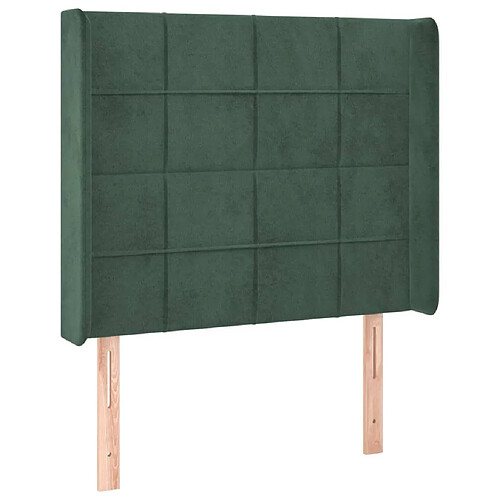 Maison Chic Tête de lit moderne avec oreilles pour chambre - Décoration de lit Vert foncé 93x16x118/128 cm Velours -MN92658