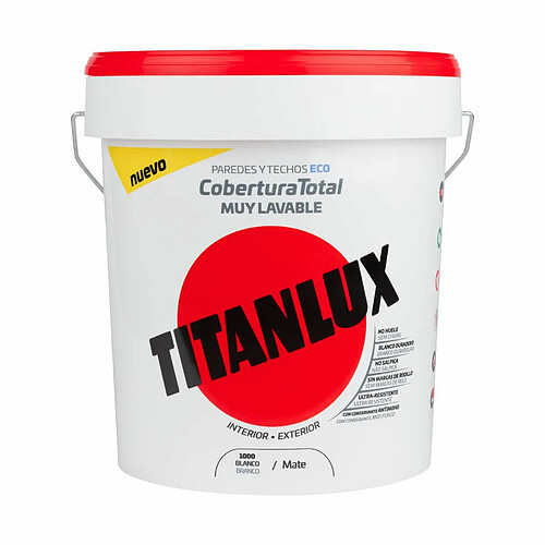 Peinture acrylique Titan 06t100005 Plafond Paroi Lavable Blanc Mat 4 L