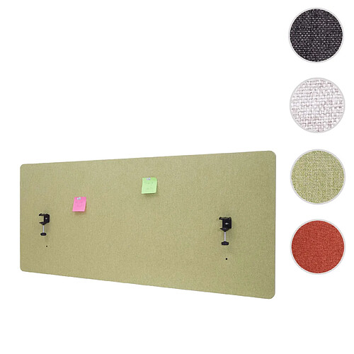 Mendler Paroi de séparation acoustique HWC-G75, Protection visuelle pour bureau, panneau, tissu ~ 140x60cm, vert