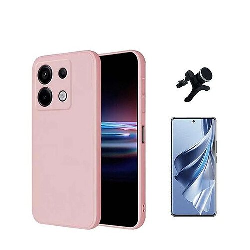 NIS Kit Film Hydrogel + Couverture Silicone Liquide + Support Redmi Note 13 Pro 4G - Rose