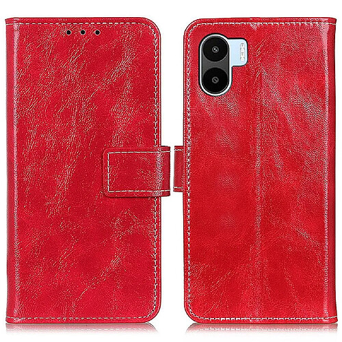 Etui en PU texture rétro crazy horse, fermoir magnétique, anti-chute, anti-rayures avec support pour votre Xiaomi Redmi A1 4G - rouge