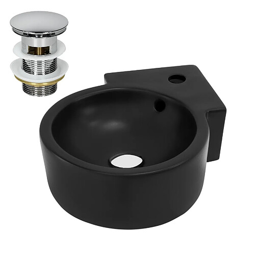 Lavabo avec vidage et trop-plein 45x36x13 cm noir en céramique ML-Design