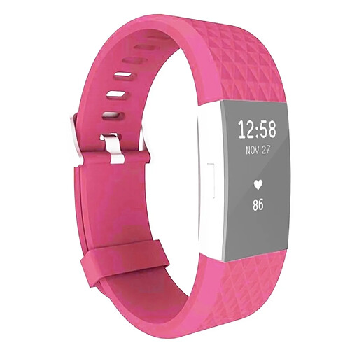 Wewoo Bracelet Magenta pour Montre Fitbit Charger 2 Diamant Texture TPU, Longueur: 23cm