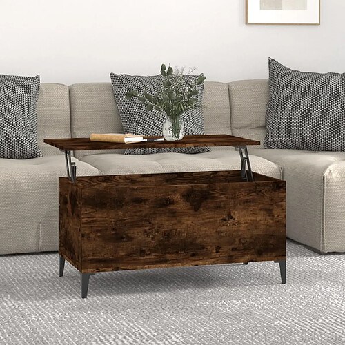 Maison Chic Tabls basse,Table Console pour salon Chêne fumé 90x44,5x45 cm Bois d'ingénierie -MN27405