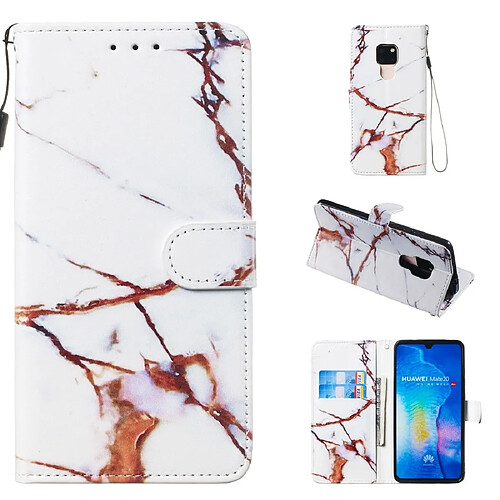 Wewoo Coque Fashion Etui de protection en cuir pour Huawei Mate 20 marbre blanc