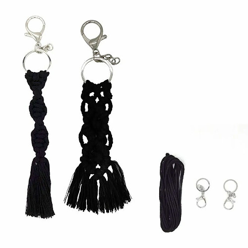 Paris Prix Kit Macramé 2 Porte-Clés 20cm Noir