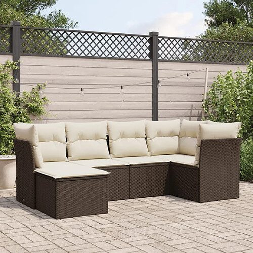 vidaXL Salon de jardin avec coussins 6 pcs marron résine tressée