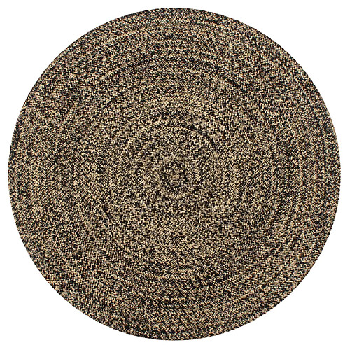 vidaXL Tapis fait à la main Jute Noir et naturel 120 cm