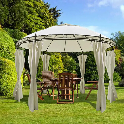 Maison Chic Tonnelle | Pergola ronde avec rideaux 3,5 x 2,7 m -GKD70309