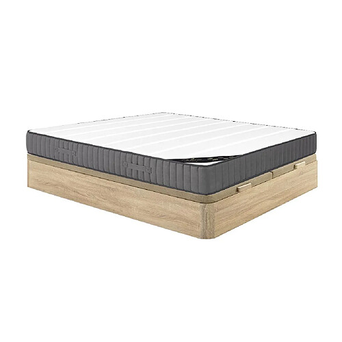 Vente-Unique Ensemble 180 x 200 cm sommier coffre naturel clair + matelas ressorts ensachés 7 zones et mousse haute résilience ép.26cm - AUDACE de PALACIO