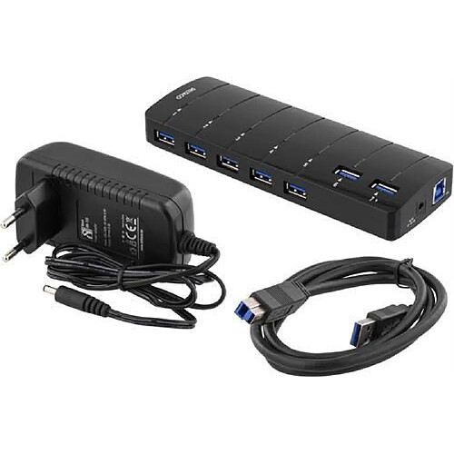 Hub USB 3.0 DELTACO, 7x Type A, avec alimentation, noir / UH-723