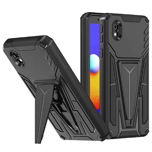 Coque en TPU anti-rayures, flexible, en forme de V, antichoc avec béquille noir pour votre Samsung Galaxy A10s