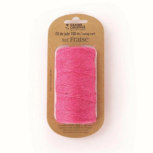 Graines Creatives Bobine de fil de jute - Rose - 100 m x 2 mm