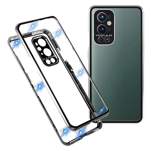 Coque en métal Cadre d'installation de serrure magnétique argent pour votre OnePlus 9 Pro