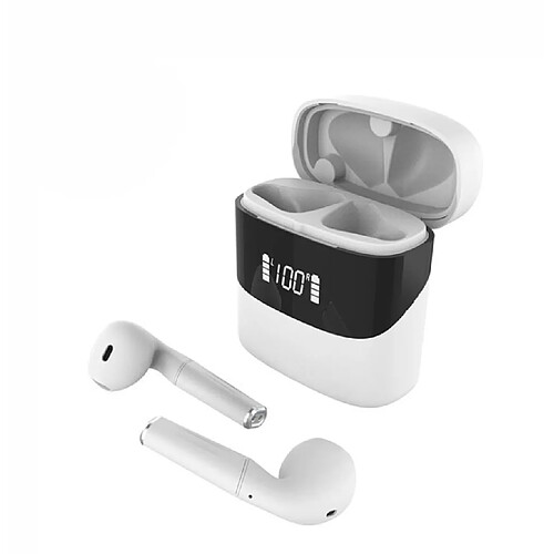 Chrono Écouteurs Intra-auriculaires Sans Fil Bluetooth 5.0 avec Microphone Antibruit IPX7 Étanche(Blanc)