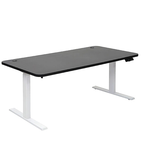 Decoshop26 Bureau table d'ordinateur réglable en hauteur électriquement 160x80cm 53kg MDF Noir, Blanc 04_0001432