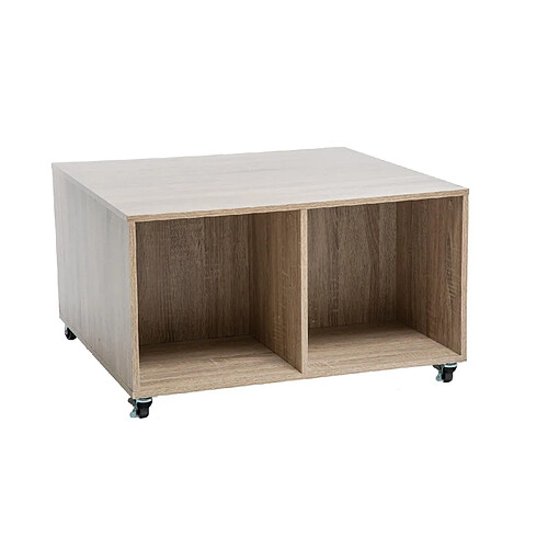 Atmosphera, Createur D'Interieur Table basse à roulettes Mix - H. 65,3 cm - Couleur Beige