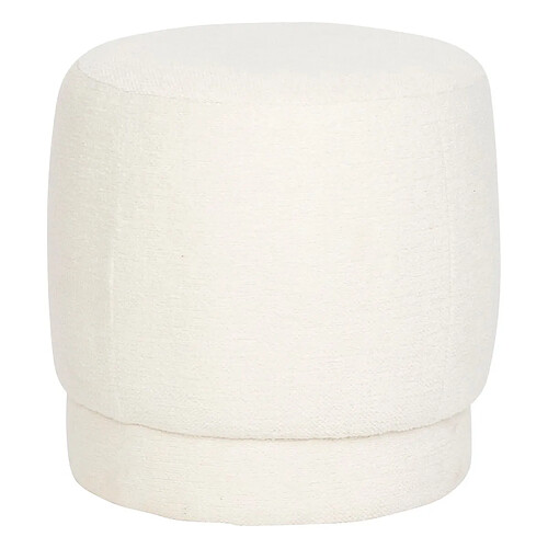 Pegane Pouf rond en tissu coloris blanc - diamètre 39 x Hauteur 40 cm