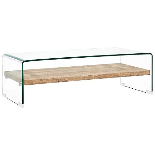 vidaXL Table basse Clair 98x45x31 cm Verre trempé