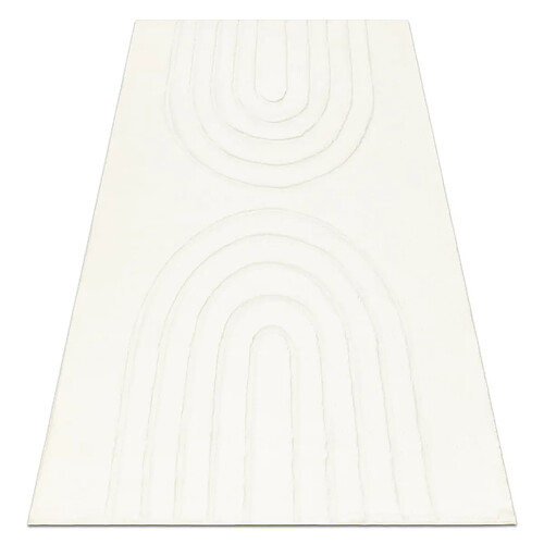 RUGSX Tapis lavable CURVY blanc 11 Arches, structurel, gaufré, peluche 60x100 cm