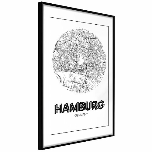 Paris Prix Affiche Murale Encadrée City Map Hamburg Round 20 x 30 cm Noir