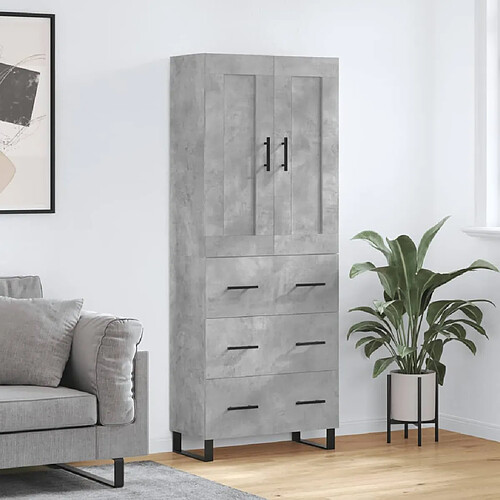 vidaXL Buffet haut Gris béton 69,5x34x180 cm Bois d'ingénierie