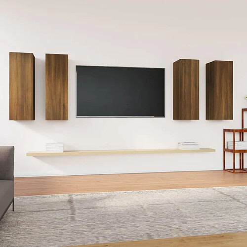 vidaXL Meubles TV 4 pcs Chêne marron 30,5x30x90 cm Bois d'ingénierie