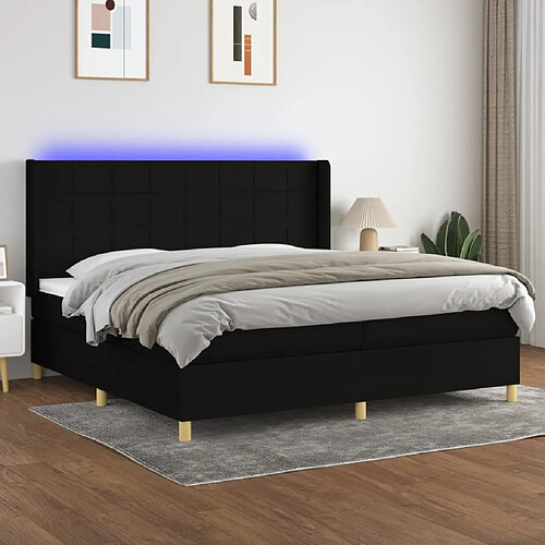 Sommier à lattes,Cadre à lattes de lit et matelas et LED pour Adulte Noir 200x200 cm Tissu -MN96347