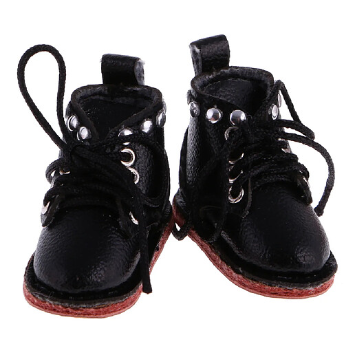 Une Paire De Bottes En Cuir Pu Bottes En Cuir Adaptées à 12 '' Blythe Doll Dress Up Black