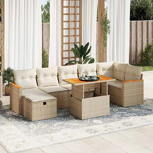 vidaXL Salon de jardin avec coussins 5 pcs beige résine tressée