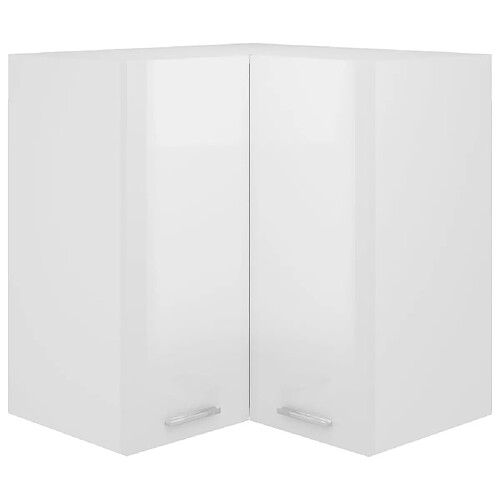 vidaXL Armoire d'angle suspendue Blanc brillant Bois d’ingénierie