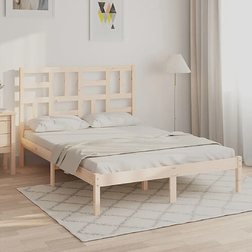 vidaXL Cadre de lit sans matelas bois massif 140x190 cm