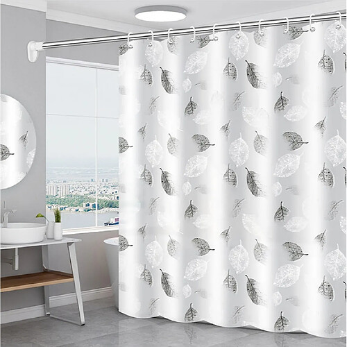 Universal Feuille grise rideau de douche art romantique imperméable PEVA salle de bains salle de bains baignoire (120cm * 180cm)