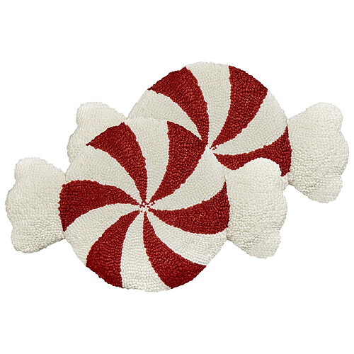 Beliani Lot de 2 coussins SPIRAL CANDY 35 x 58 cm Géométrique Broderie Blanc