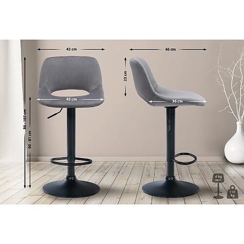 Non Tabouret de bar Camden velours noir