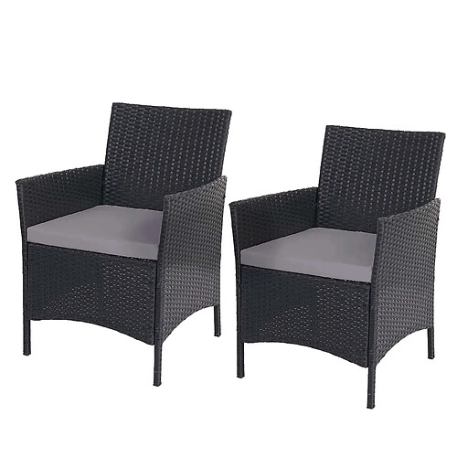 Decoshop26 2x fauteuils chaises de jardin en polyrotin anthracite coussins anthracite 04_0000467