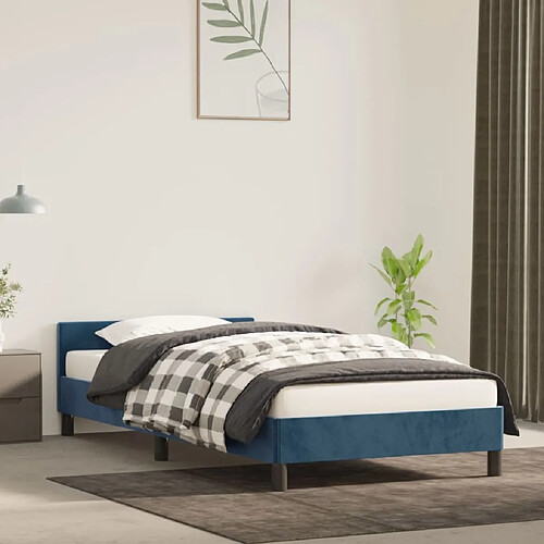 vidaXL Cadre de lit sans matelas bleu foncé 90x200 cm velours