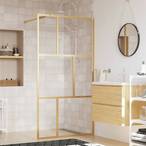 Maison Chic Paroi de douche | Écran de douche | Cloison de douche avec verre ESG transparent doré 100x195 cm -GKD55459