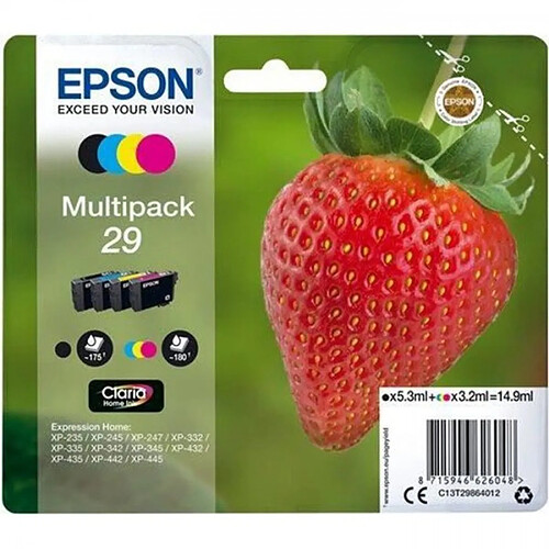 Cartouche d'Encre - Imprimante EPSON Multipack T2986 - Fraise - Noir, Cyan, Magenta, Jaune (C13T29864012)