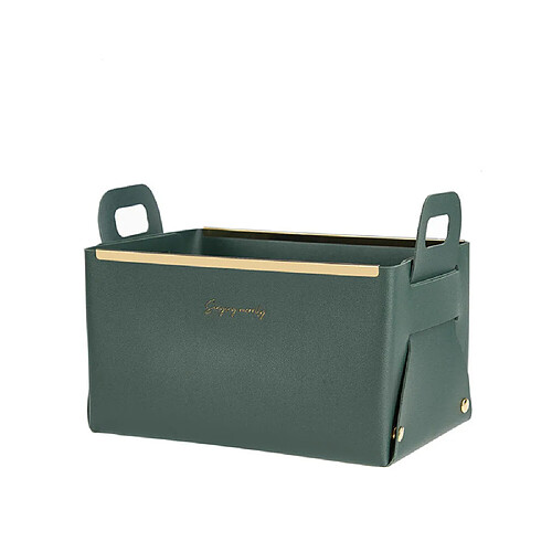 Universal Boîte de rangement pliable en cuir PU salon chambre à coucher épicerie table maquillage rouge à lèvres portable maison multifonctionnel organisateur(Vert)