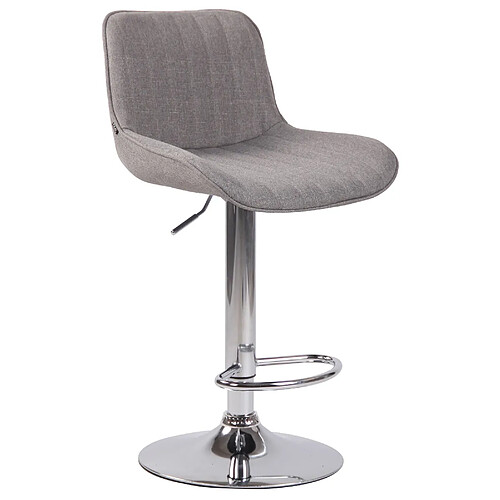 Decoshop26 Tabouret de bar en tissu gris pied aspect chromé siège rembourré et matelassé 10_0000425