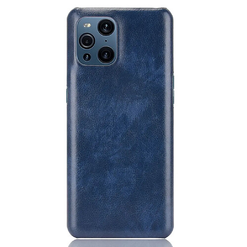 Coque en TPU + PU Texture litchi anti-goutte enduite bleu pour votre Oppo Find X3/Find X3 Pro