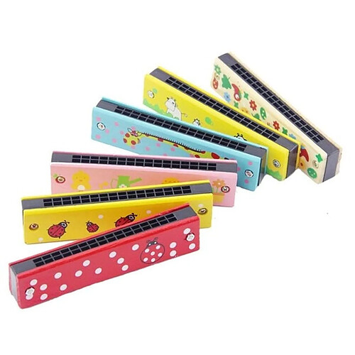 Totalcadeau Harmonica en bois coloré pour enfant jeu Montessori