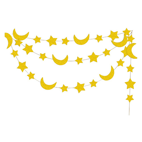 Guirlande Bunting Bannière Eid Mubarak Mariage Décor Scintillant 4m Or Argent